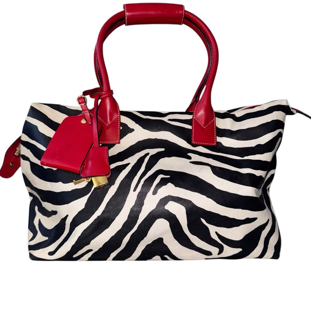 Zebra Print Statement Lockable Red Leather Trim S… - image 3